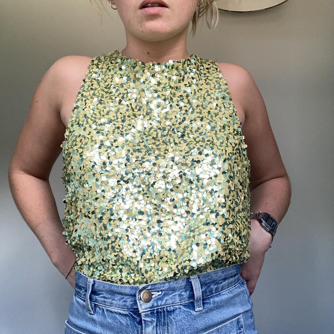 Green Sequin Top main image 1