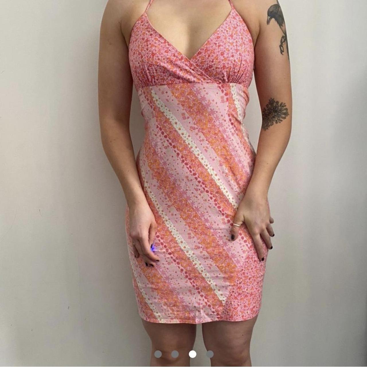 Women's Pink and Orange Dress Depop