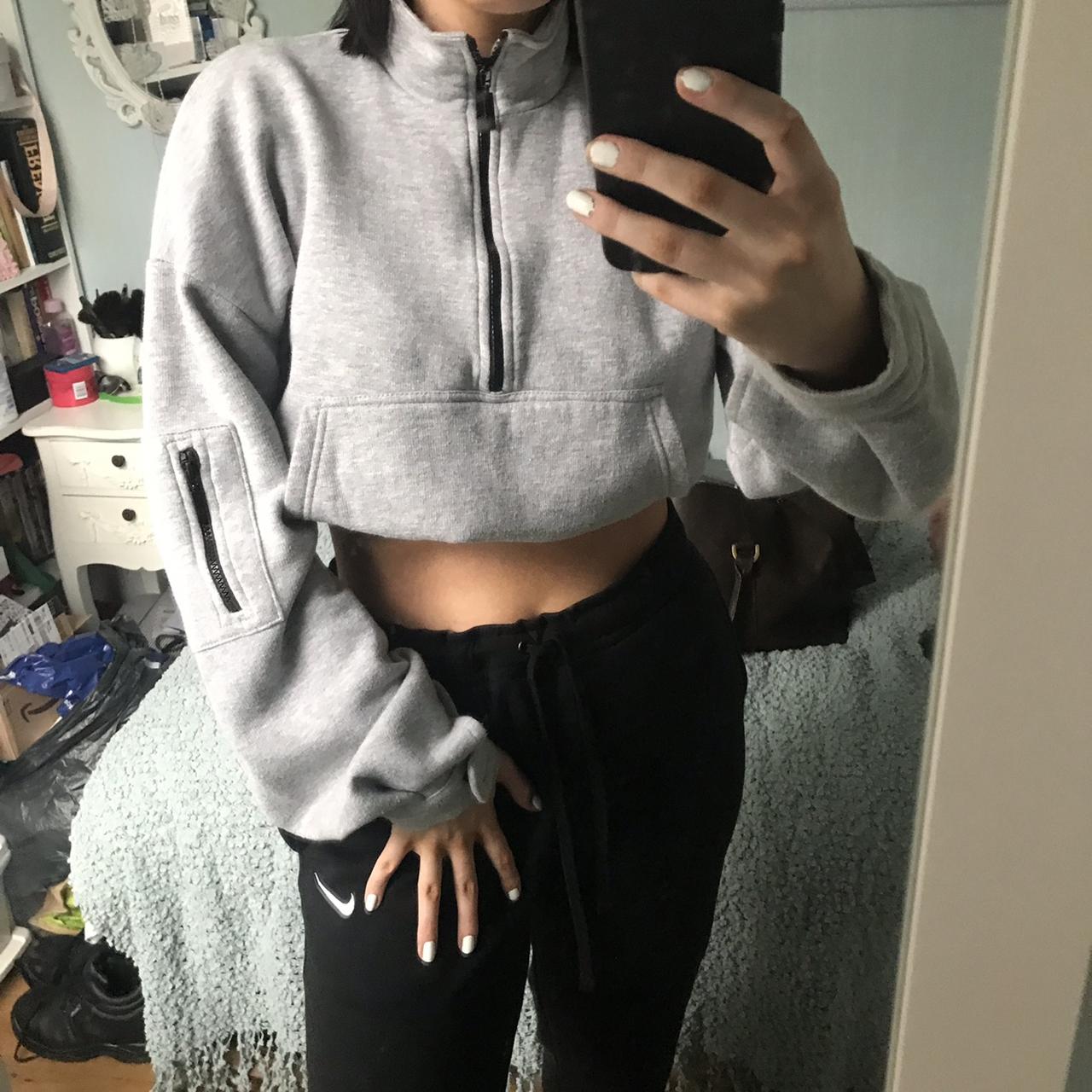 Grey oversized outlet zip front sweater