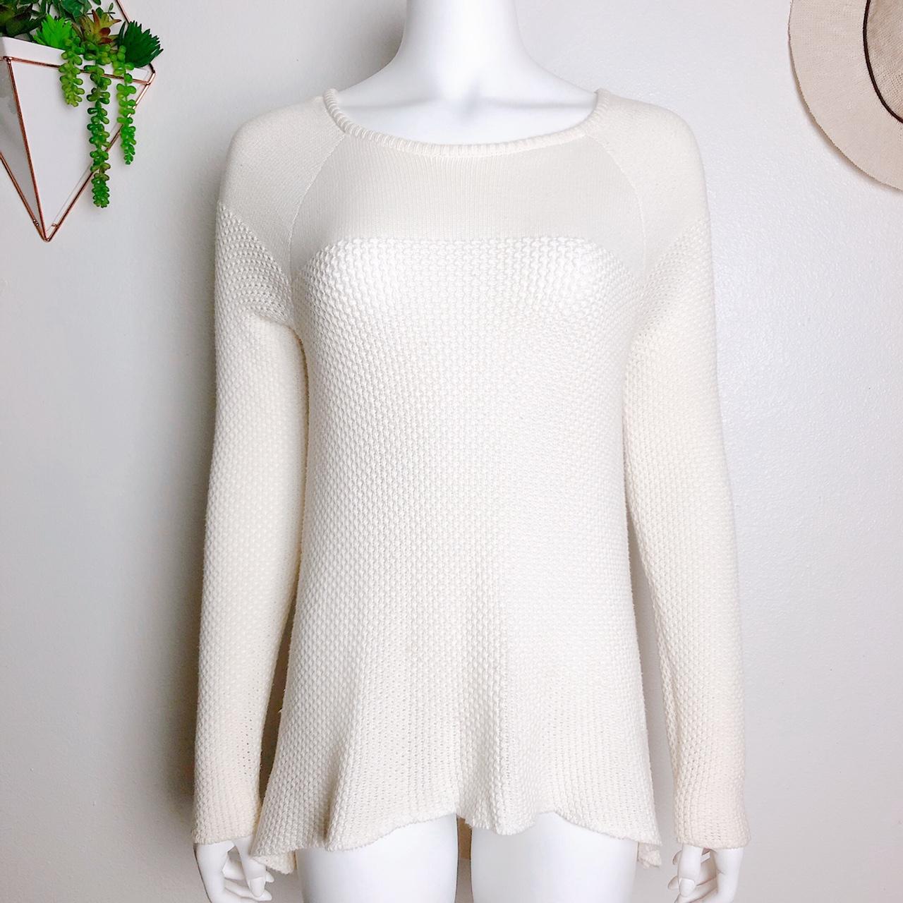 Nicole Miller ivory cream beige long sleeve knit... - Depop