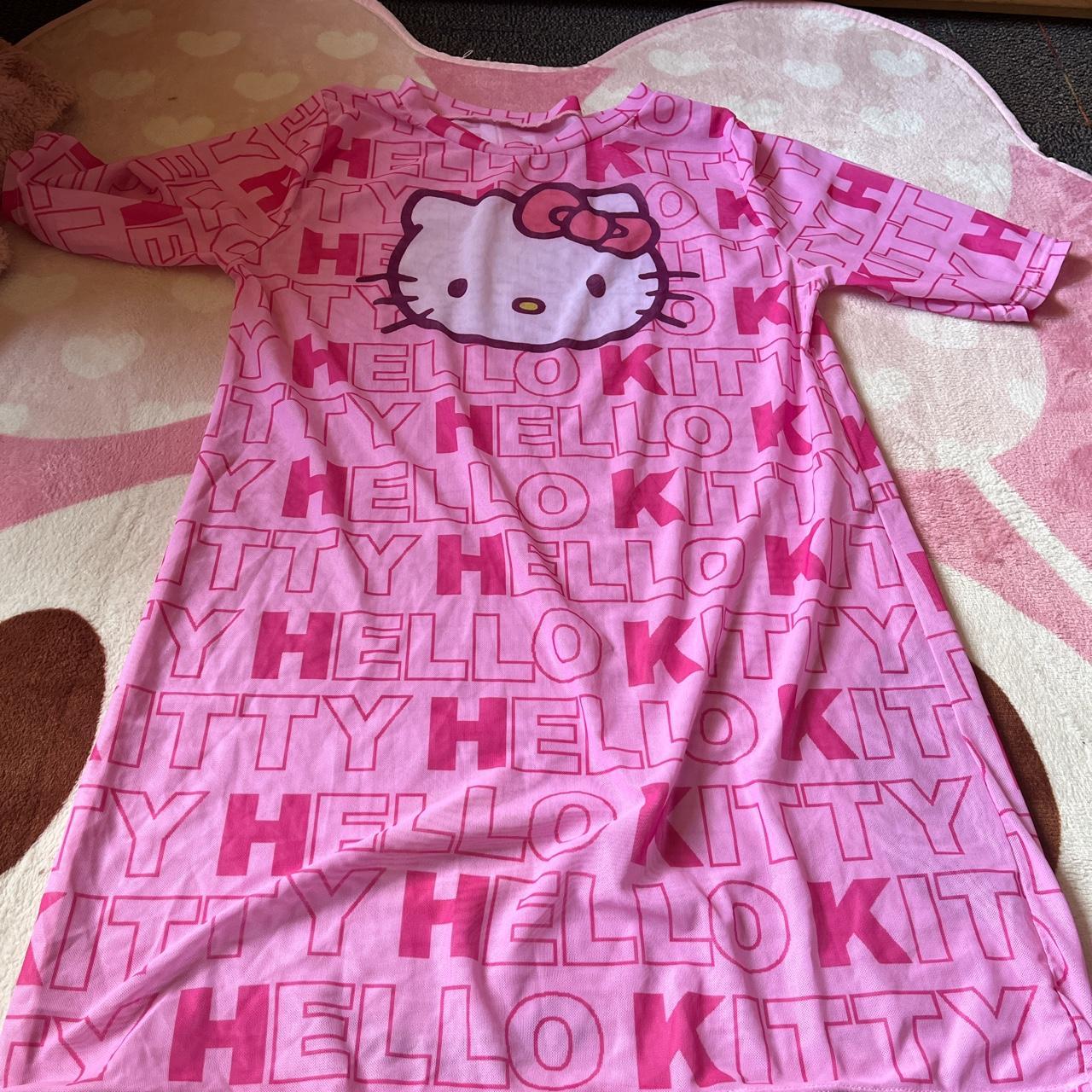 Hello Kitty Mesh Swimsuit Cover Dress Shirt Size... - Depop
