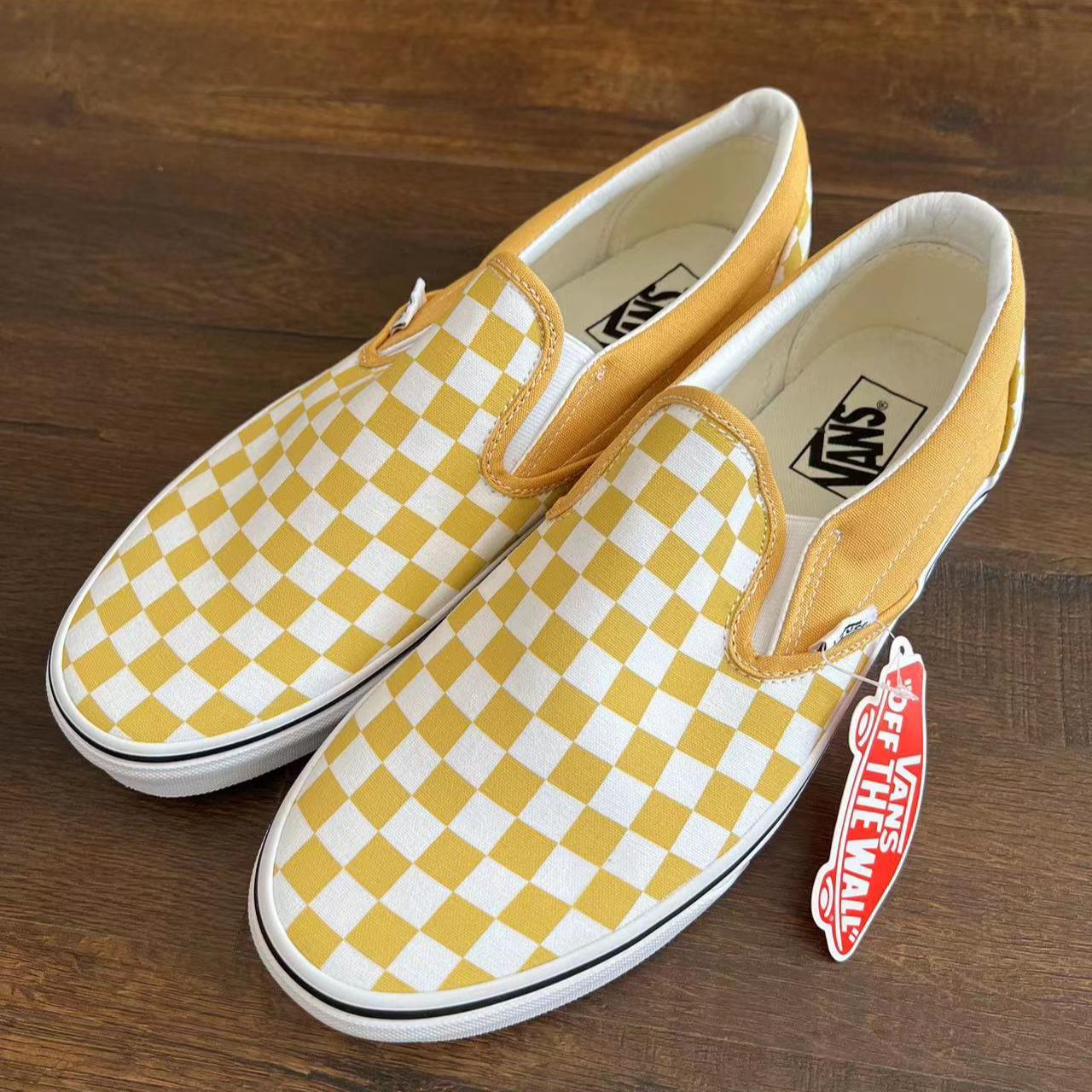 Mens yellow sale checkered vans