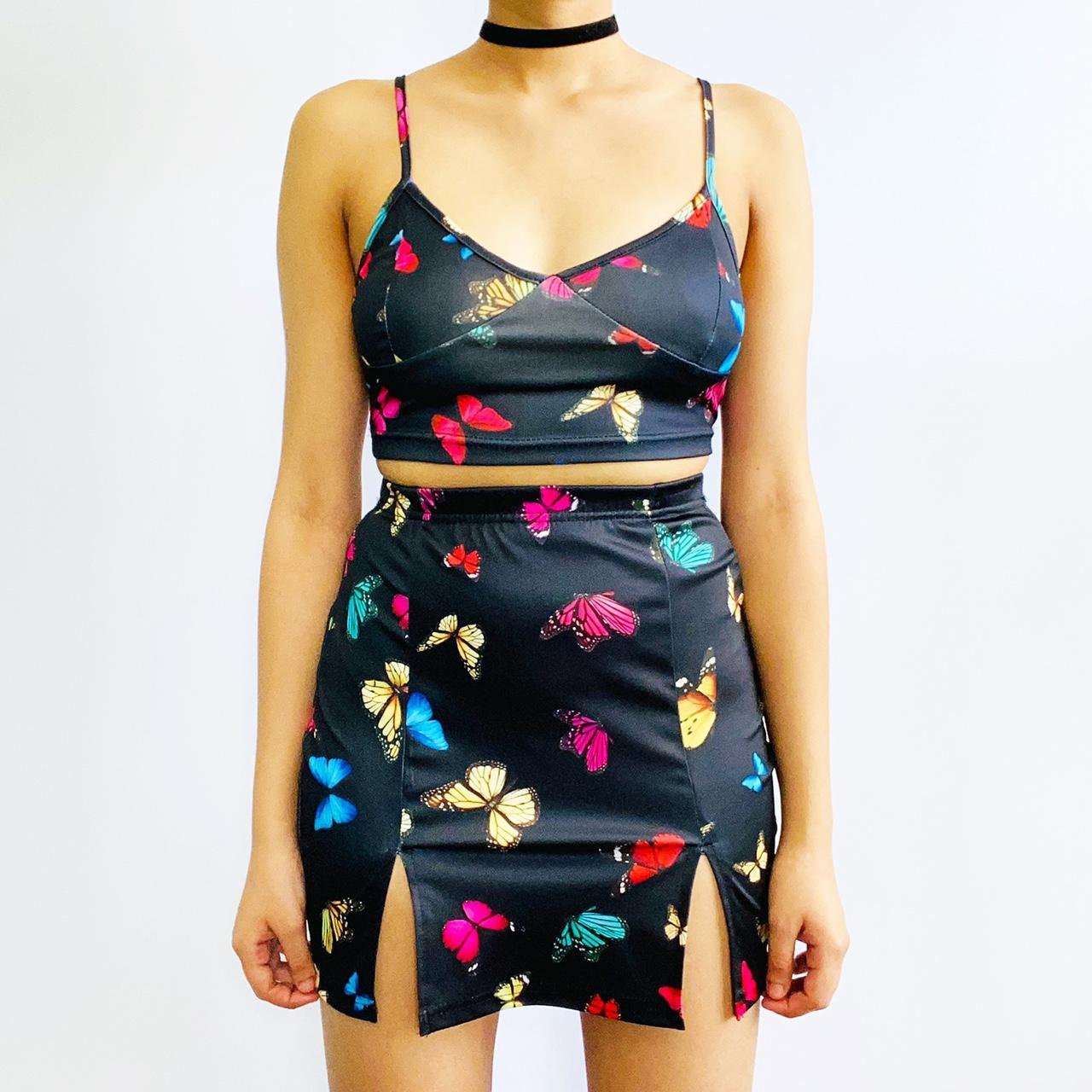 Butterfly two-piece skirt set. Available in sizes XS... - Depop