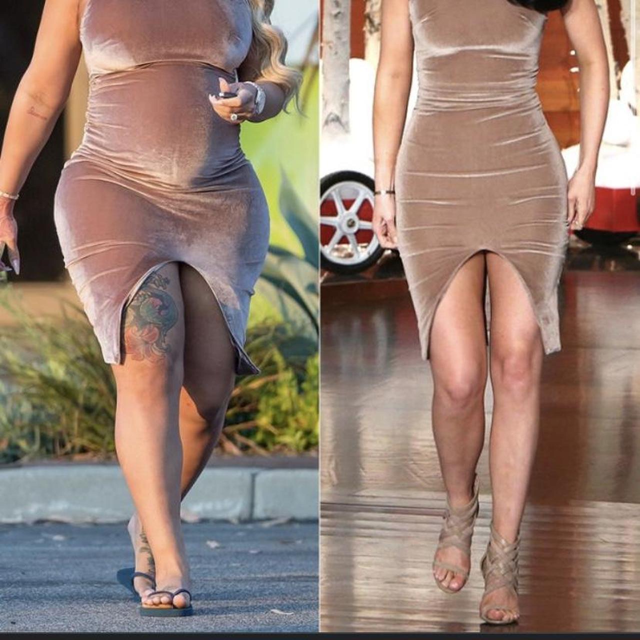 House of CB champagne velvet turtleneck mini