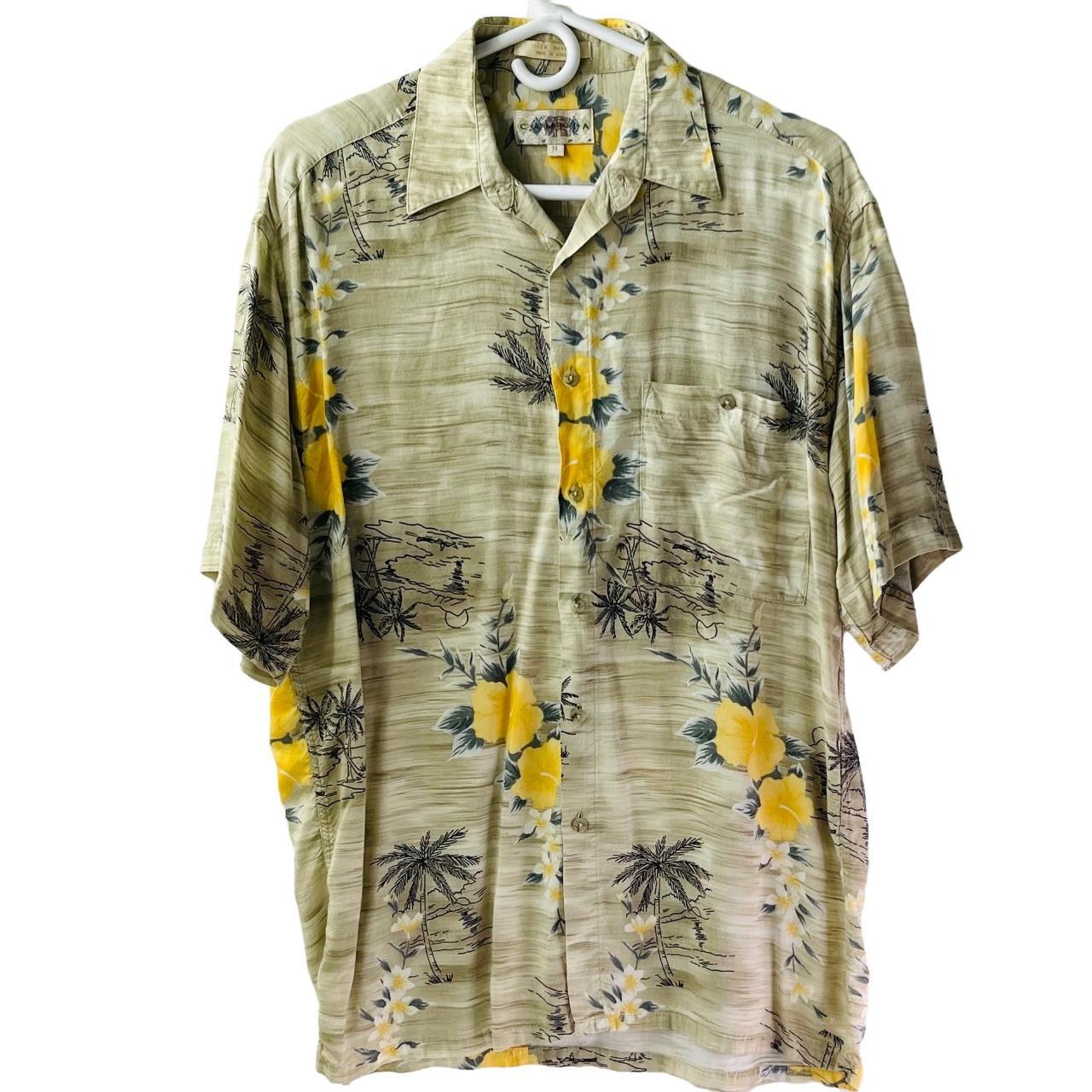 Campia Moda Men's Hawaiian Shirt Medium Yellow... - Depop