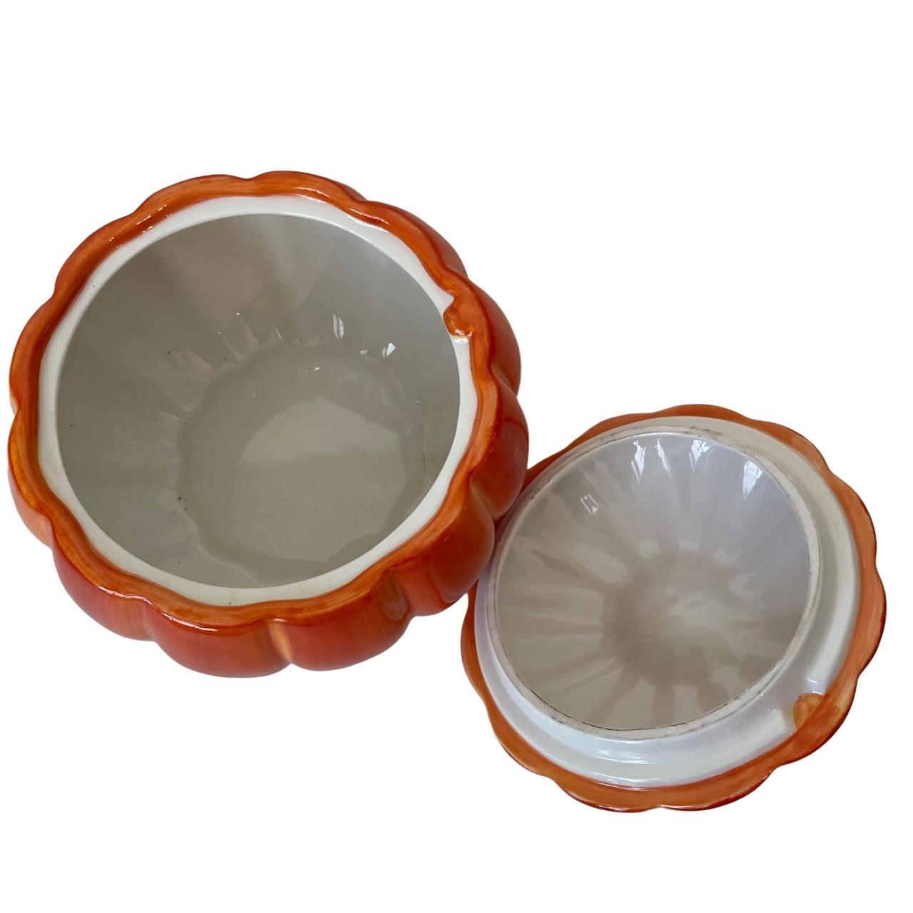 Ceramic Pumpkin Candy Dish, Cookie Jar, Lidded Bowl... Depop