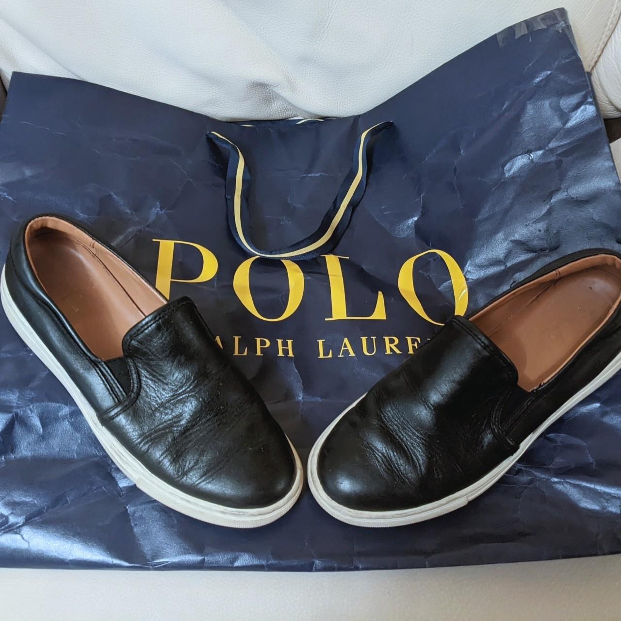 Polo Ralph Lauren Women's Black and White Loafers | Depop