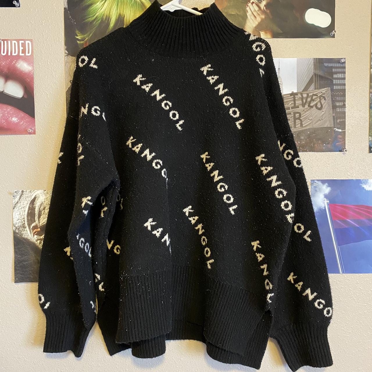 Kangol x H&M black and cream turtleneck sweater... - Depop
