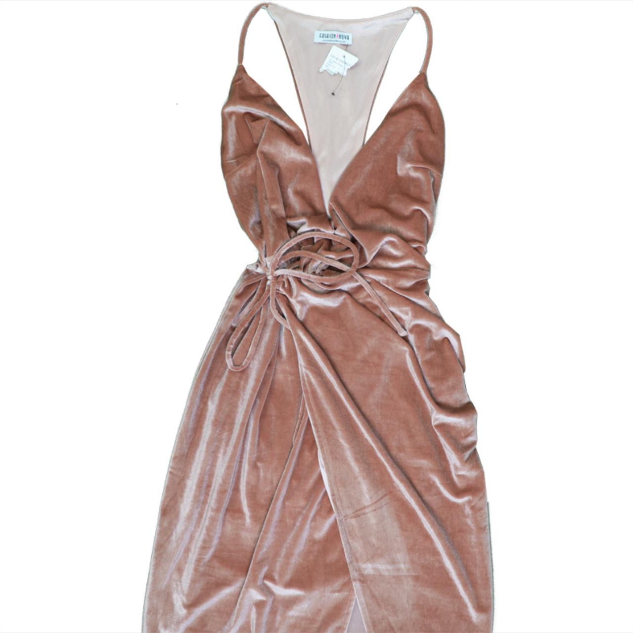Fashion Nova - Velvet Wrap Dress - Dusty Pink -... - Depop