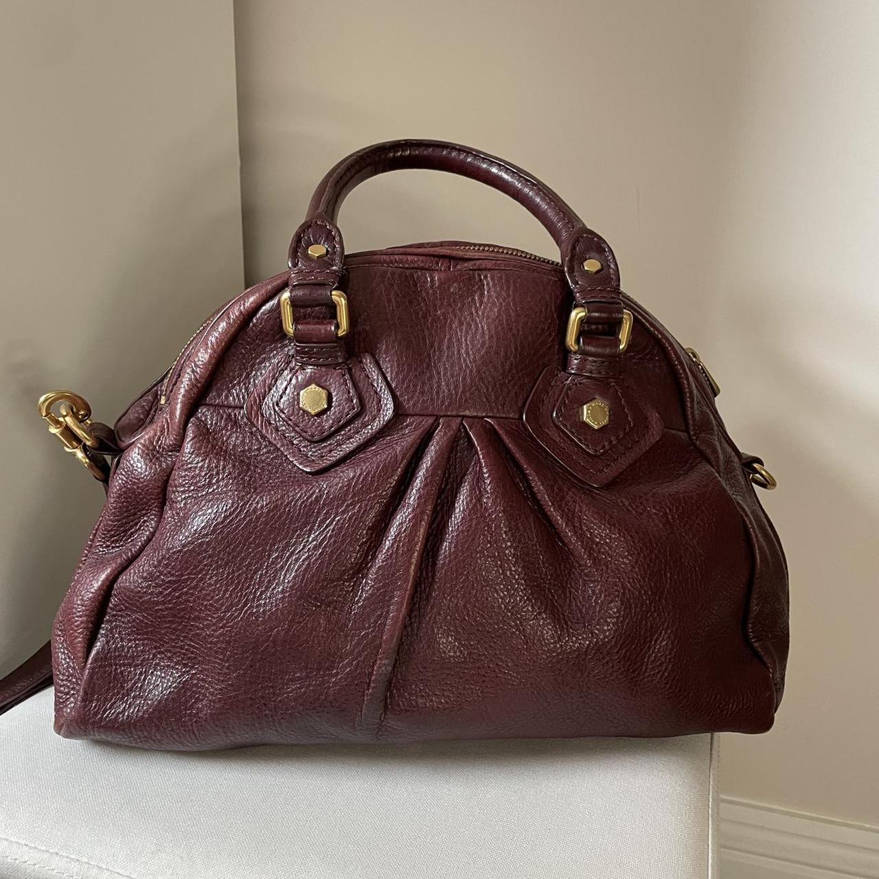 Burgundy leather bag by Marc by Marc Jacobs. - Depop