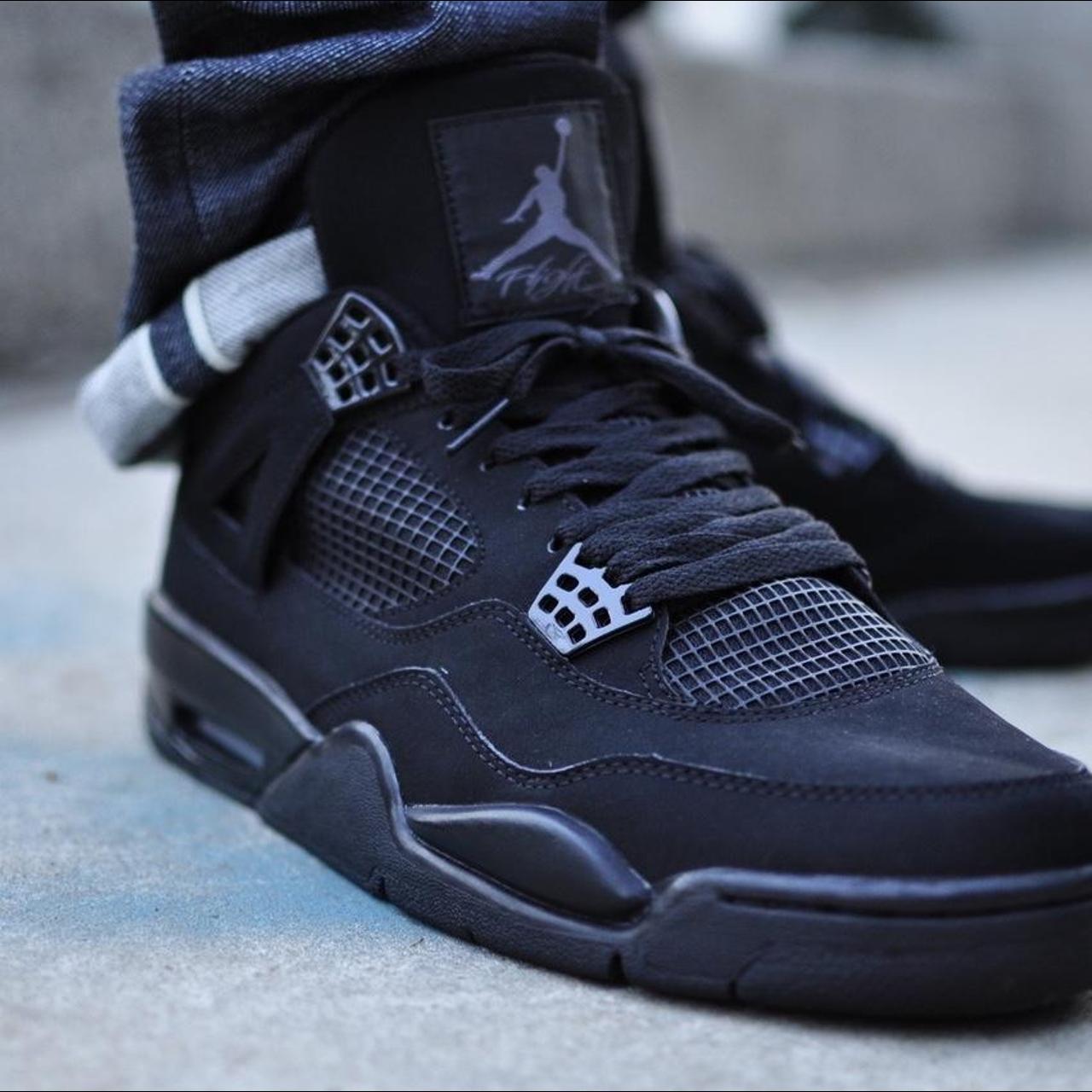 black Jordan 4 comfy new condition black cat Jordan... - Depop