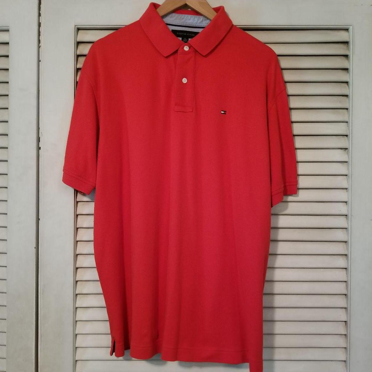 Tommy Hilfiger Red Polo Shirt XL 100% Cotton SUPER... - Depop