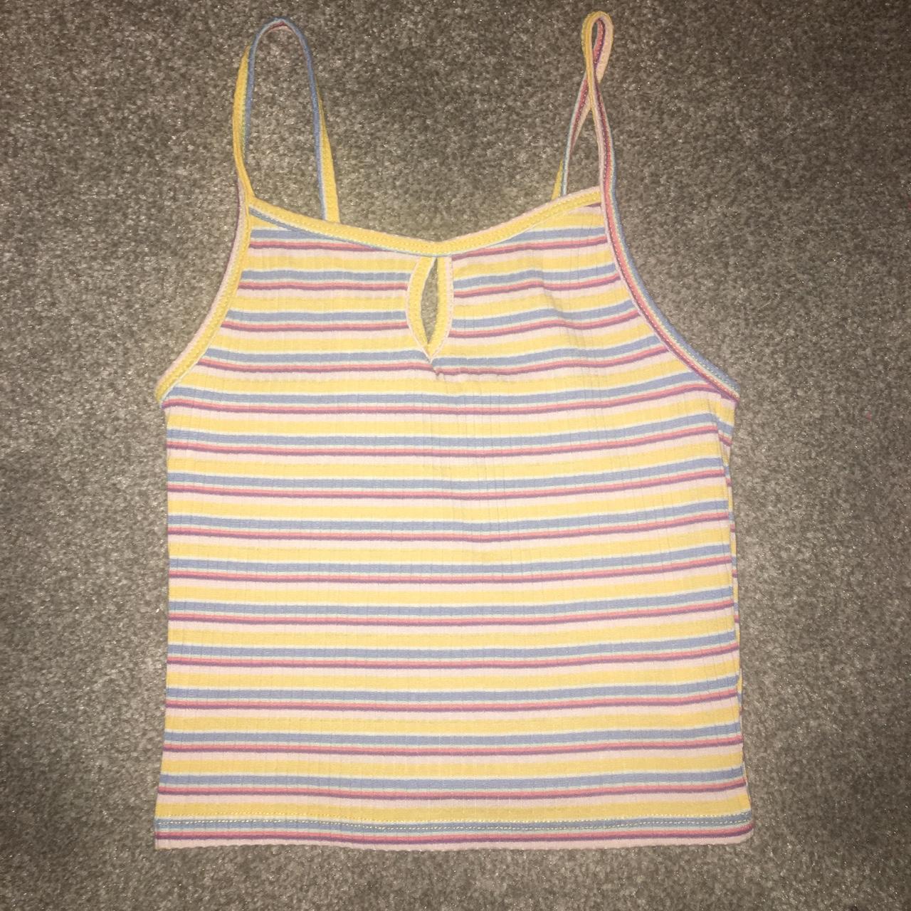 Primark yellow blue and pink vest cami top, slightly... Depop