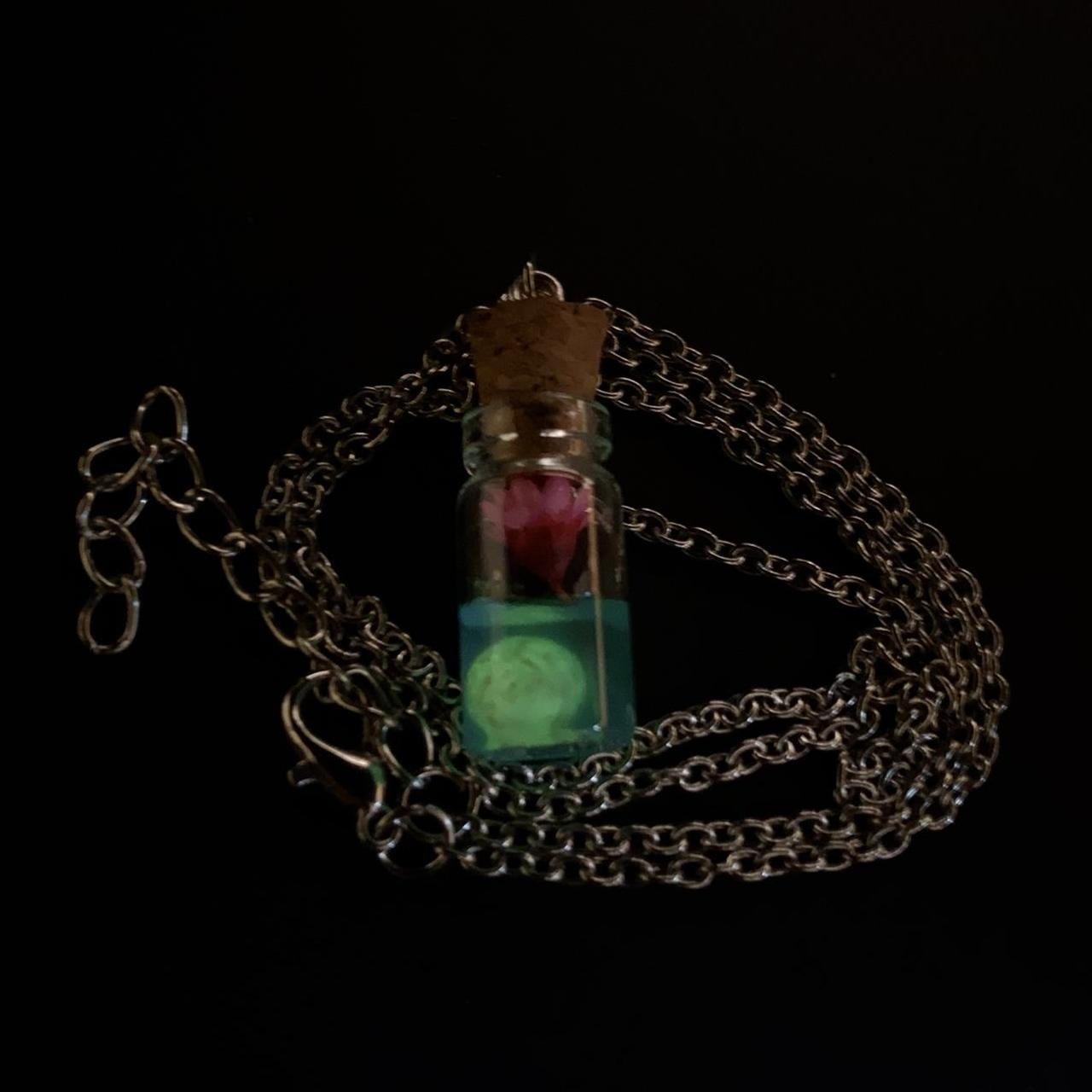 Glow In The Dark Flower In A Bottle Pendant Silver... Depop