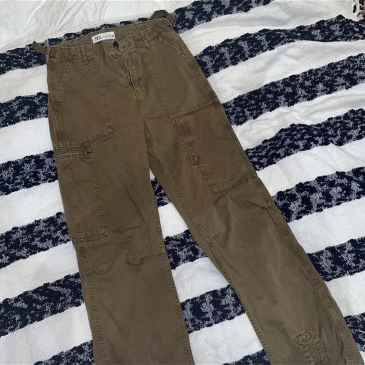 Zara cargo trousers cargo pants straight leg... Depop