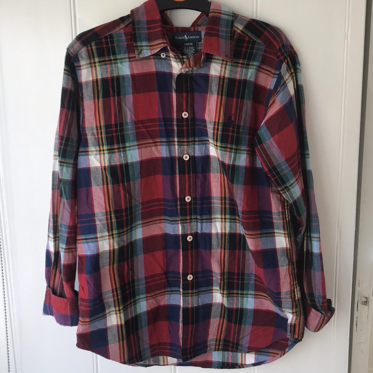 Ralph Lauren red checkered shirt in kids age 14 - 16... - Depop