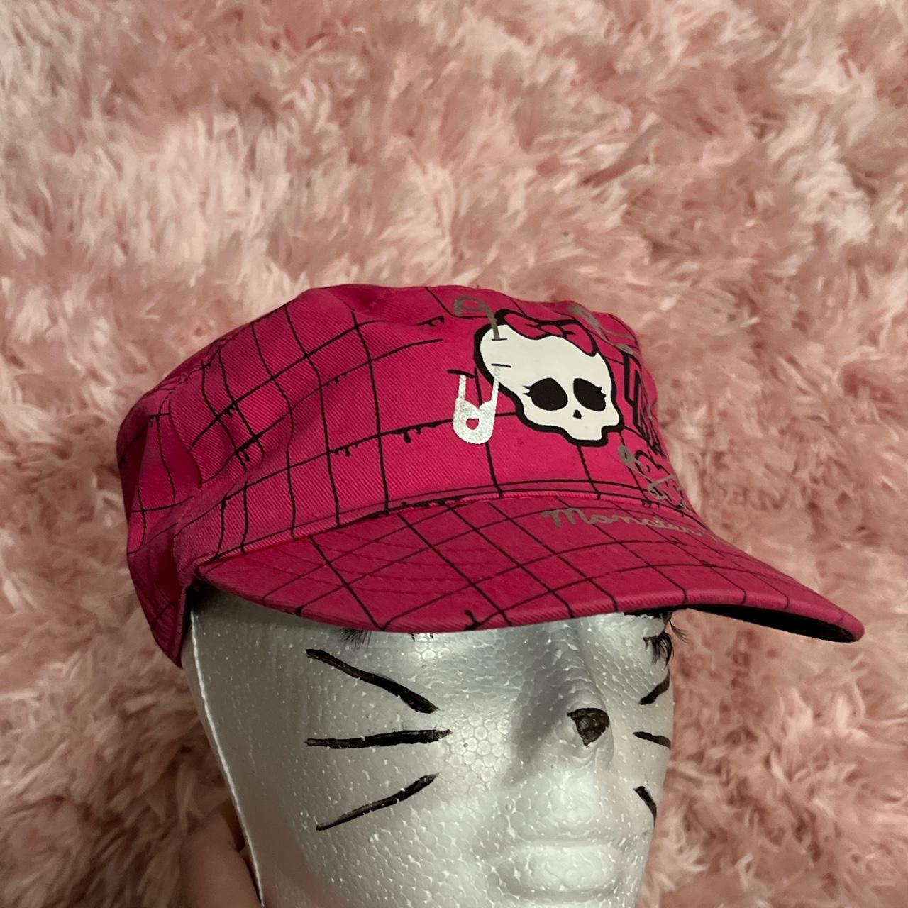 Women's Pink and White Hat Depop