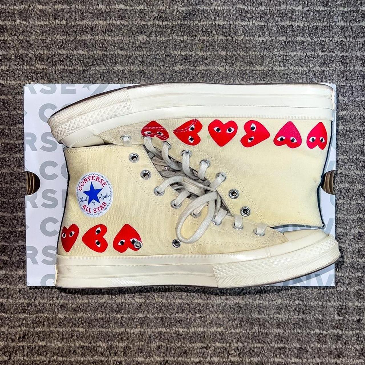 A pair of white CDG Converse in excellent condition... - Depop