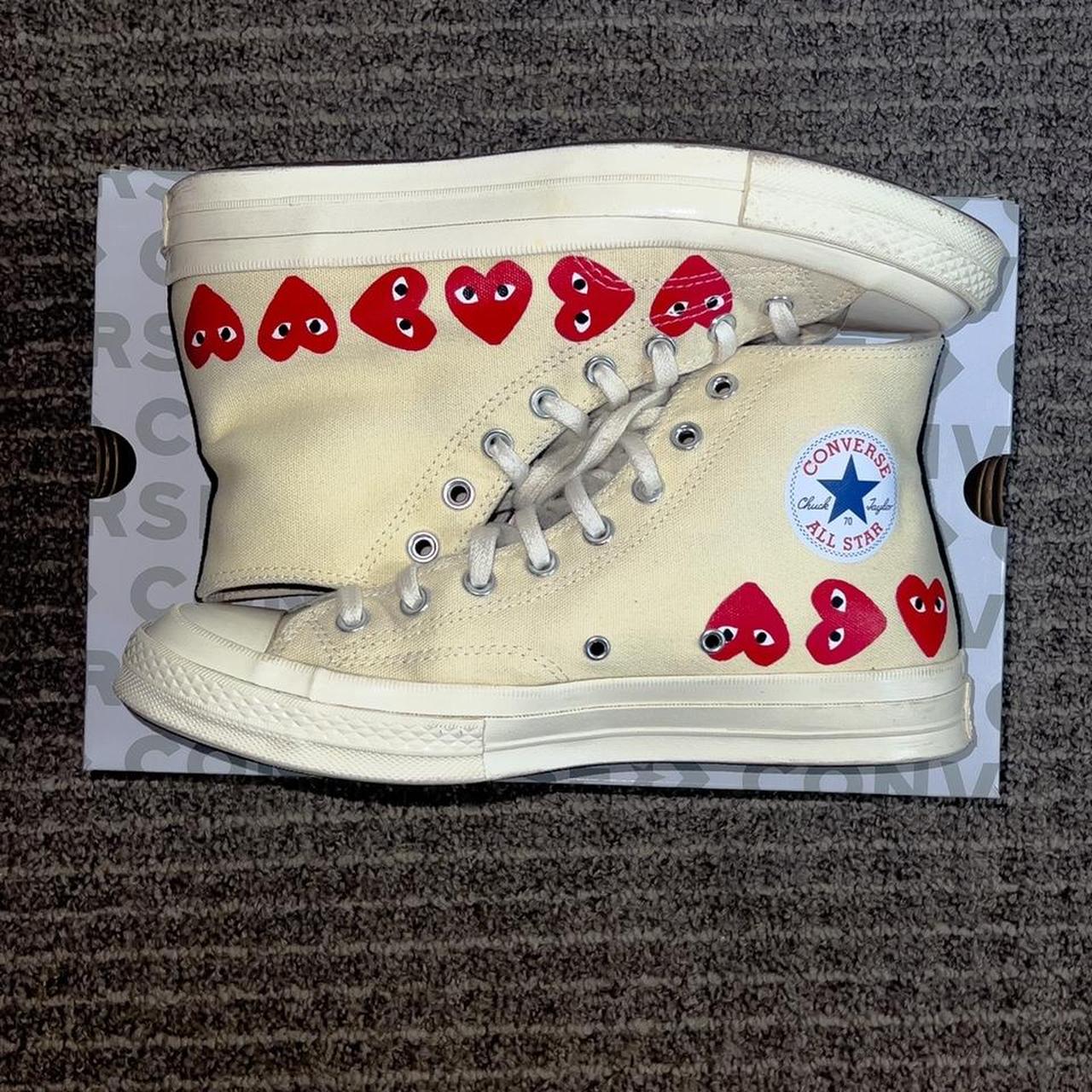 A pair of white CDG Converse in excellent condition... - Depop