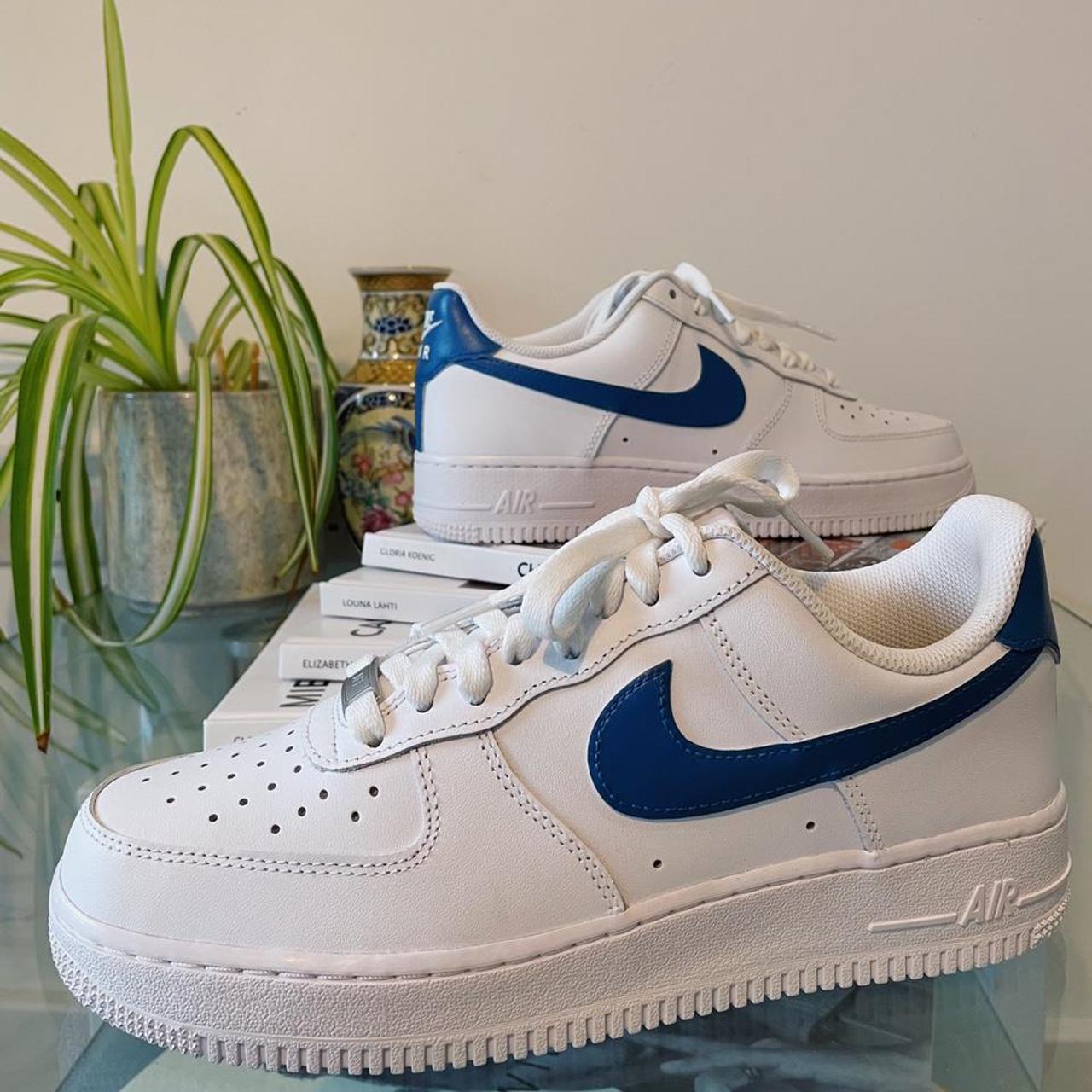 Men's Blue and White Trainers | Depop