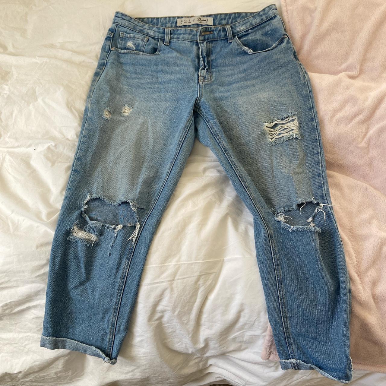 Blue swim rolled jeans, tighter around the waste but... - Depop