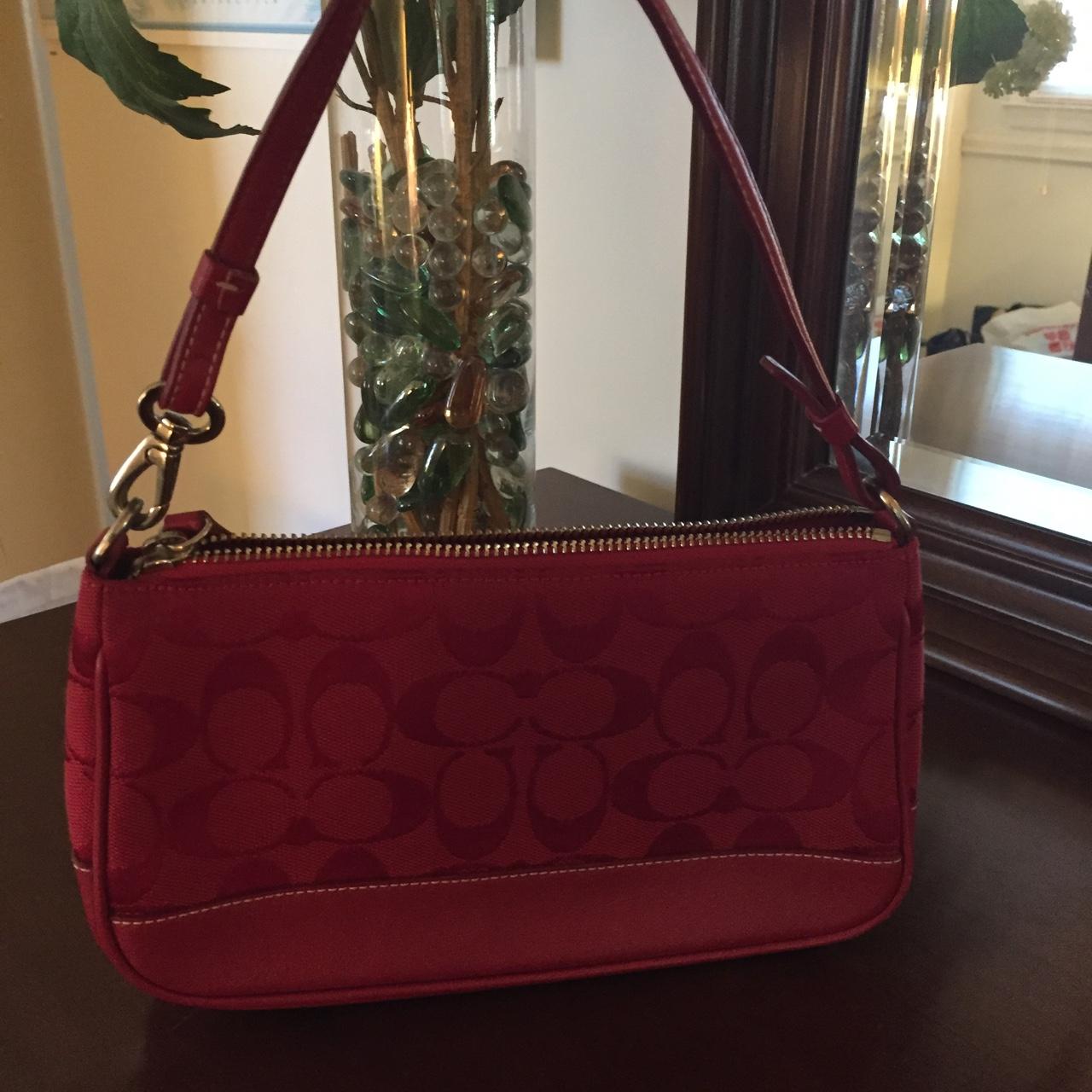 Red Coach crossbody bag with heart quilting on front - Depop