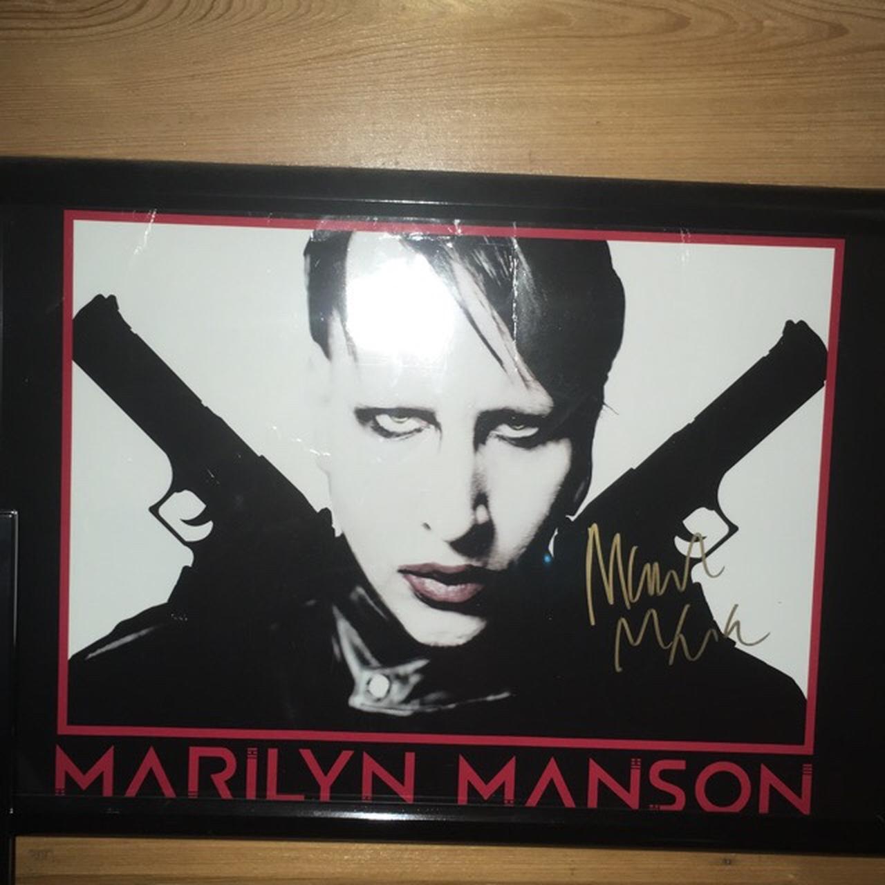 Signed Marilyn Manson poster framed. 100% authentic. | Depop