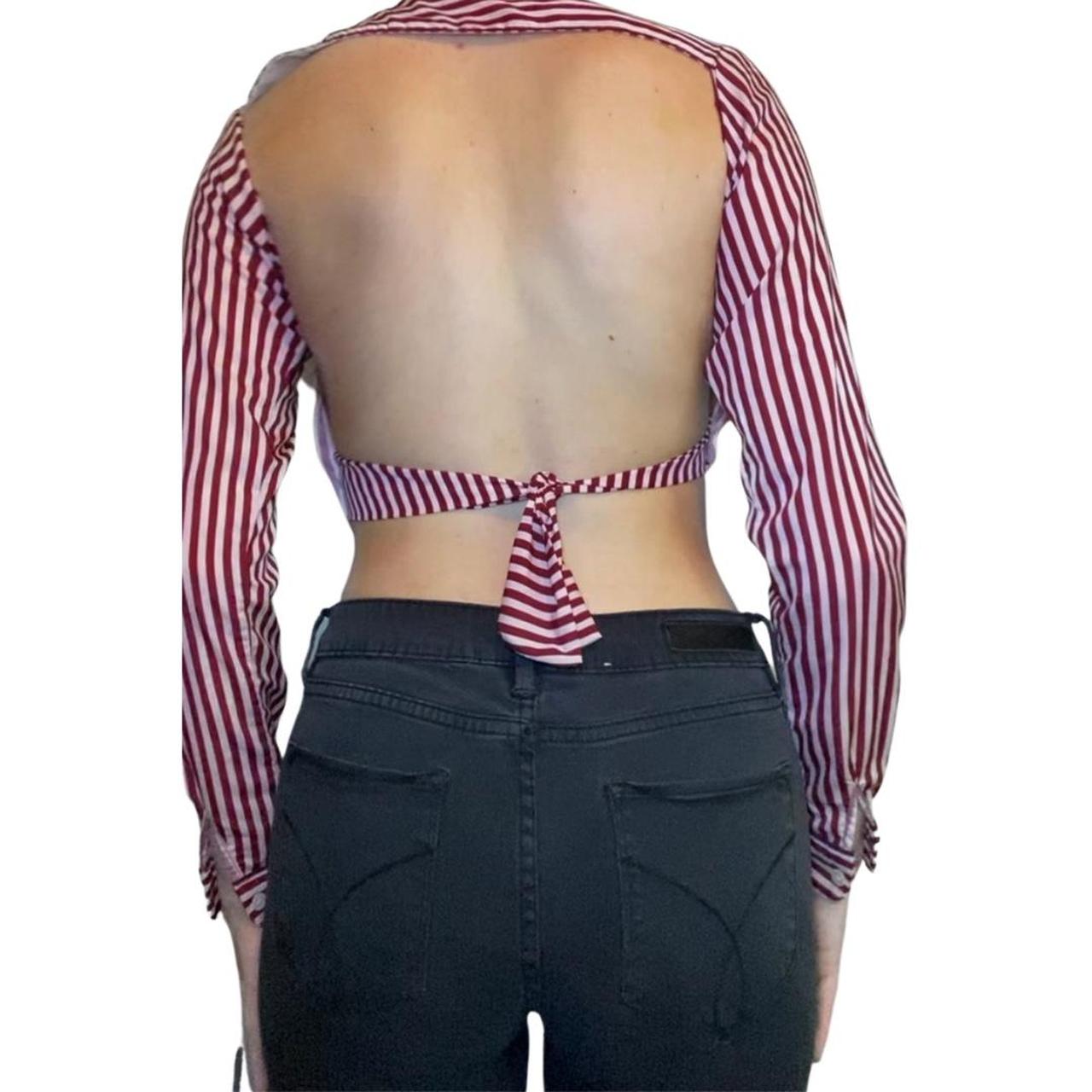 Maison Scotch Women's Red and White Crop-top (4)