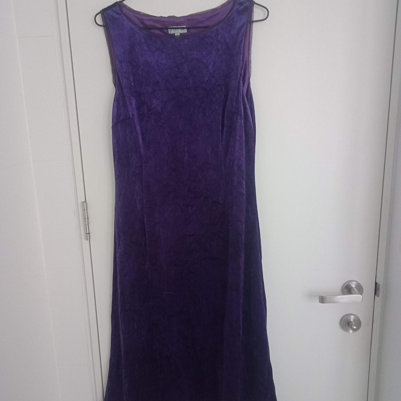 Purple velvet JIGSAW midi slip dress size 14 High... Depop