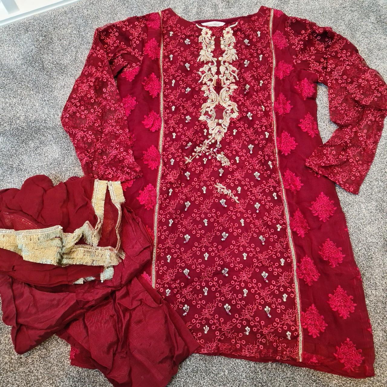 Women's Red and Silver Suit | Depop