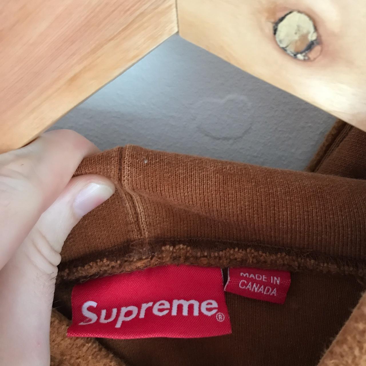 RUST BROWN SUPREME HOODIE Brown Blue Box Logo, got - Depop