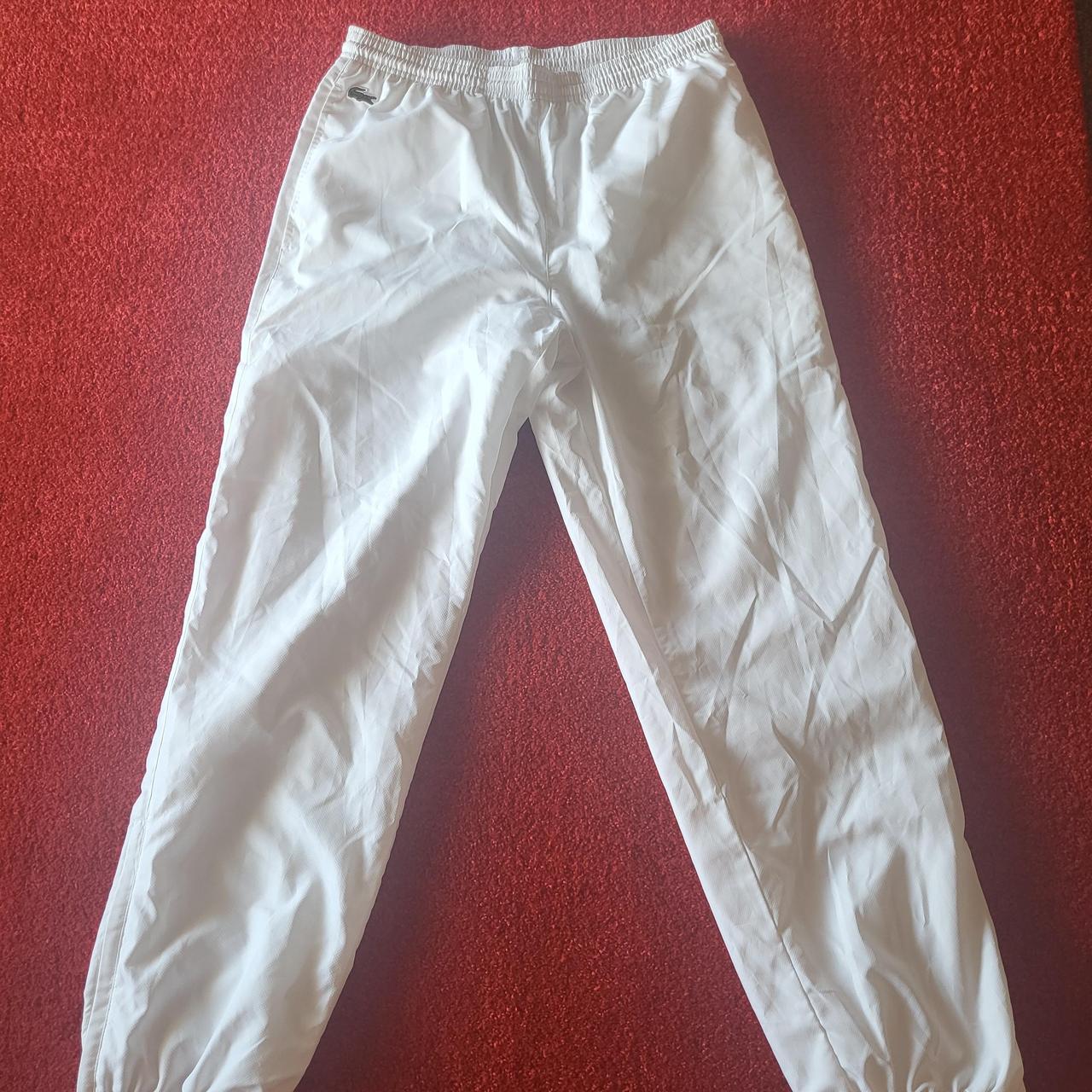 Lacoste trackies white Small mens Never worn as... - Depop