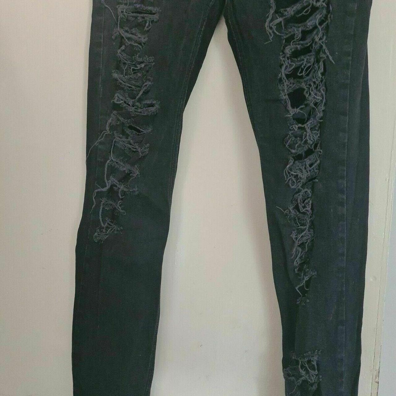 Mens black skinny ripped jeans 32 W (33" L leg) WORN... - Depop