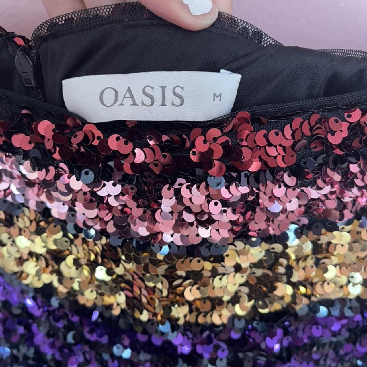 OASIS MEDIUM RAINBOW SEQUIN SKIRT never been