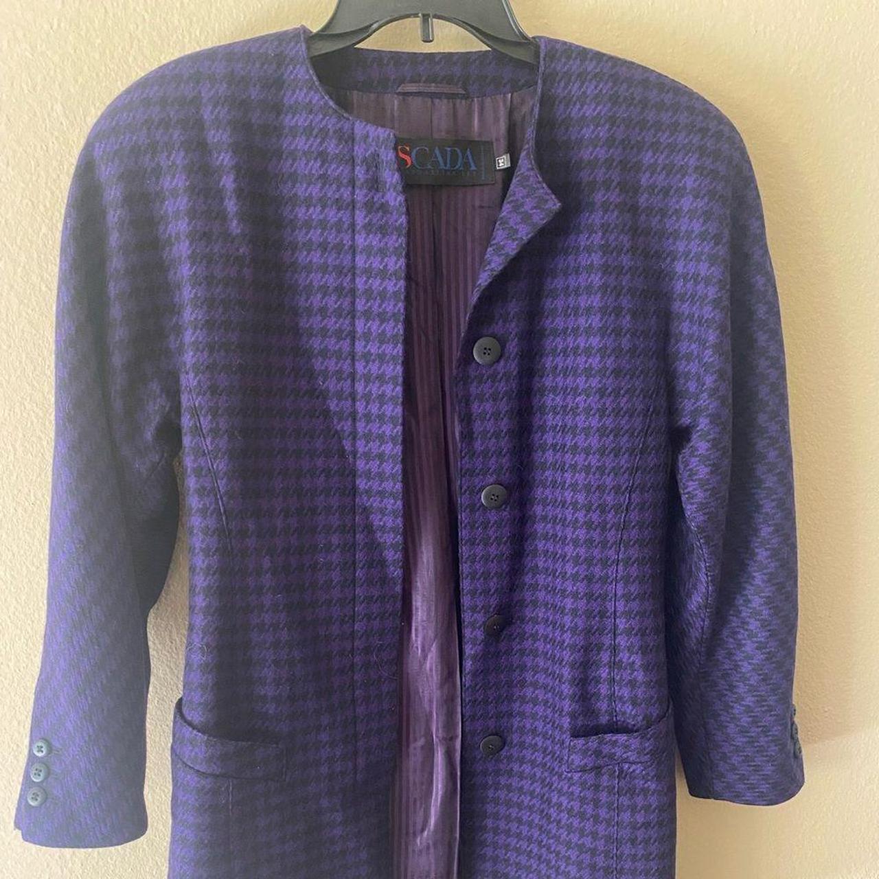 This vintage black and purple tweed coat that hits... - Depop