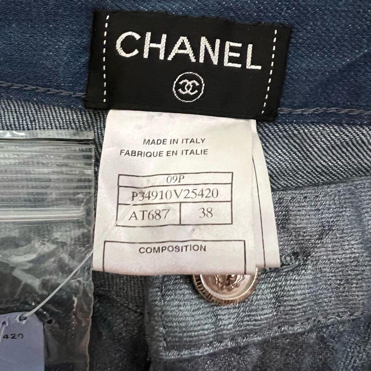 NWT Authentic Chanel Jeans. Straight. Quilted back - Depop