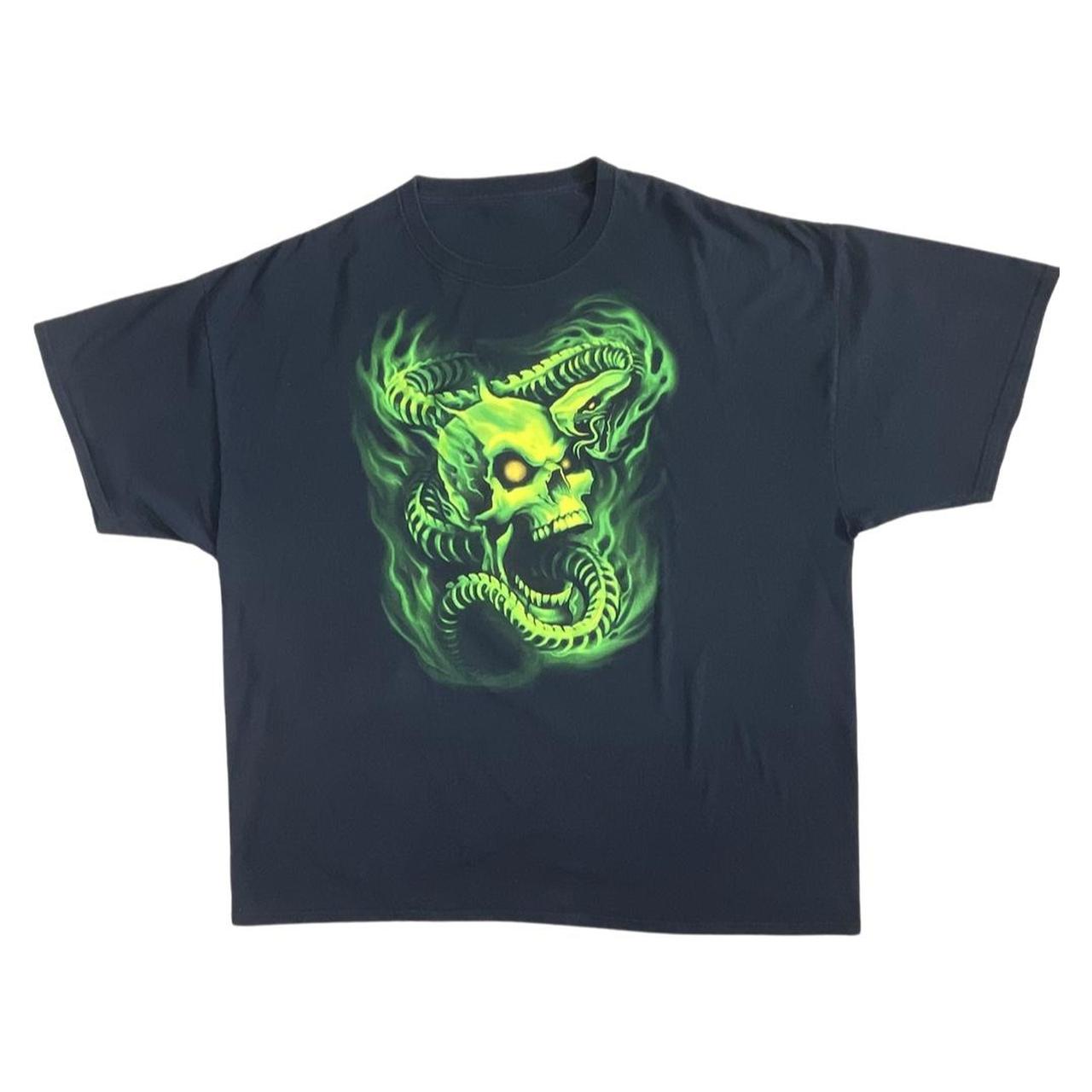 Green Skull and Snake T-shirt. Sz XL. Beautiful and... - Depop