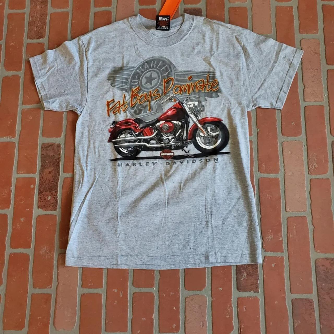 Vintage Harley Davidson Fat Boys Dominate 2 Sided... - Depop