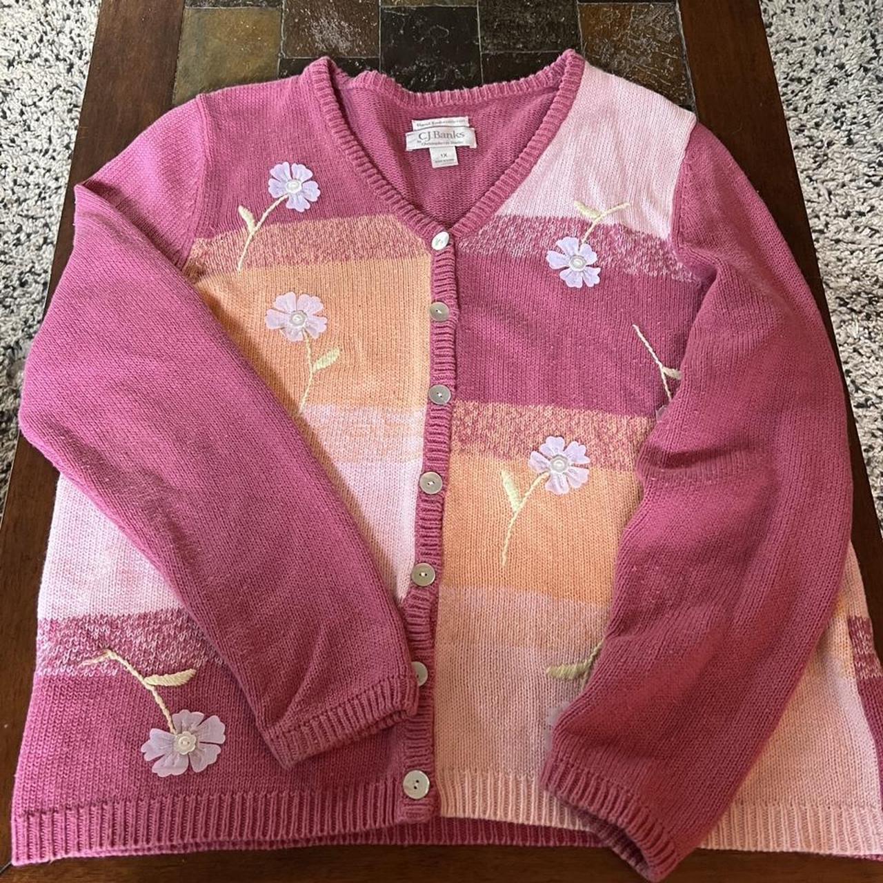 Women's Pink and Yellow Cardigan Depop