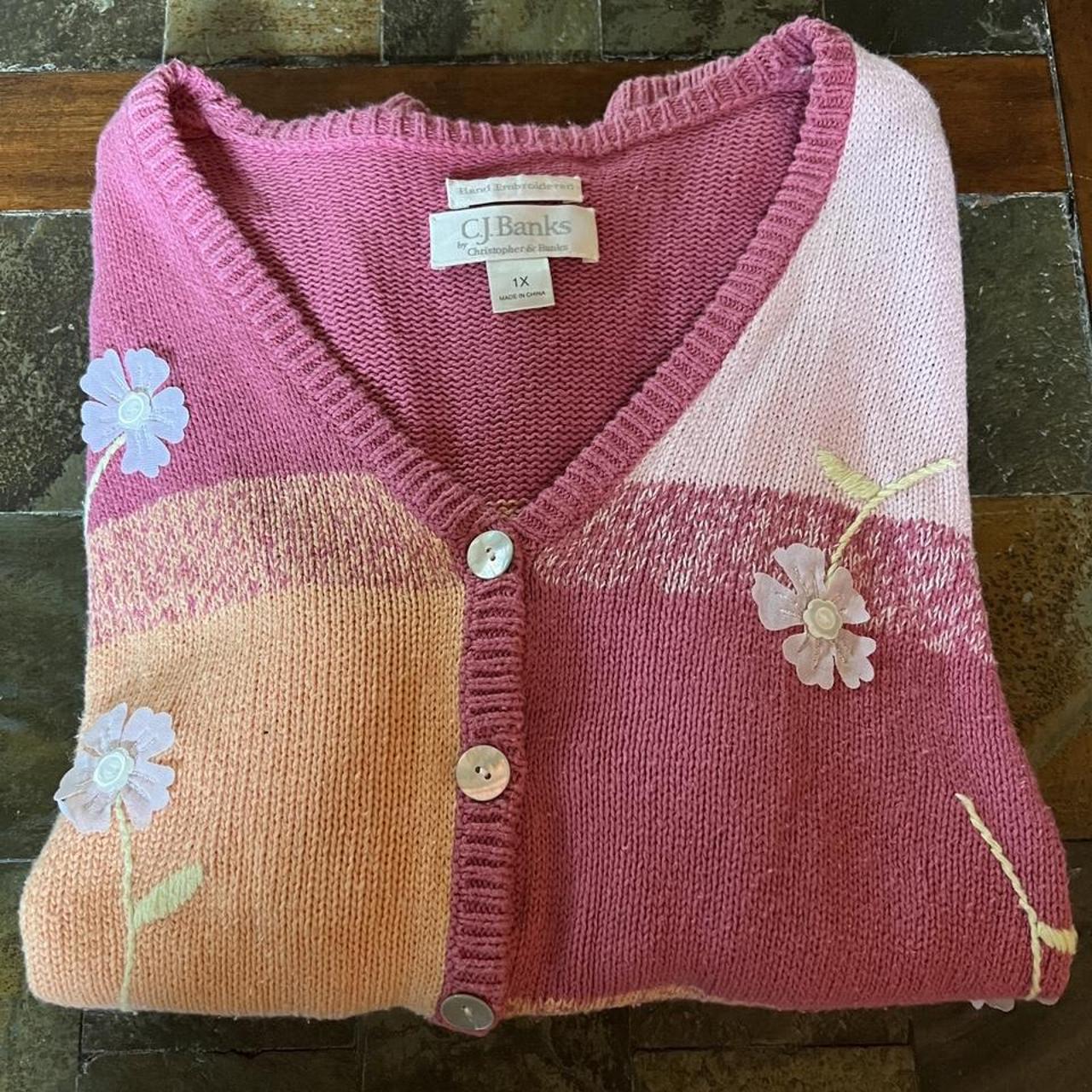 Women's Pink and Yellow Cardigan Depop