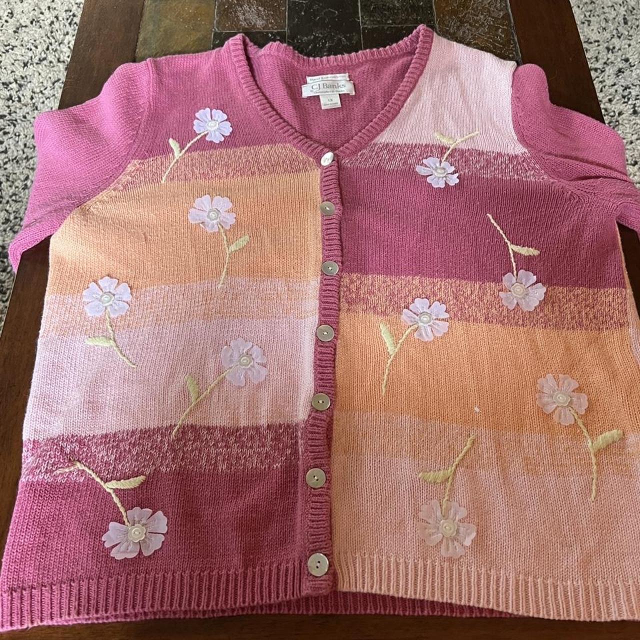 Women's Pink and Yellow Cardigan Depop