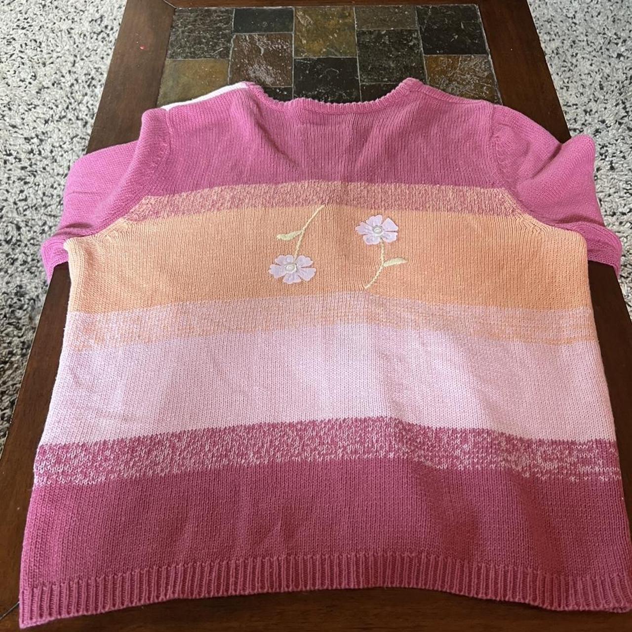 Women's Pink and Yellow Cardigan Depop