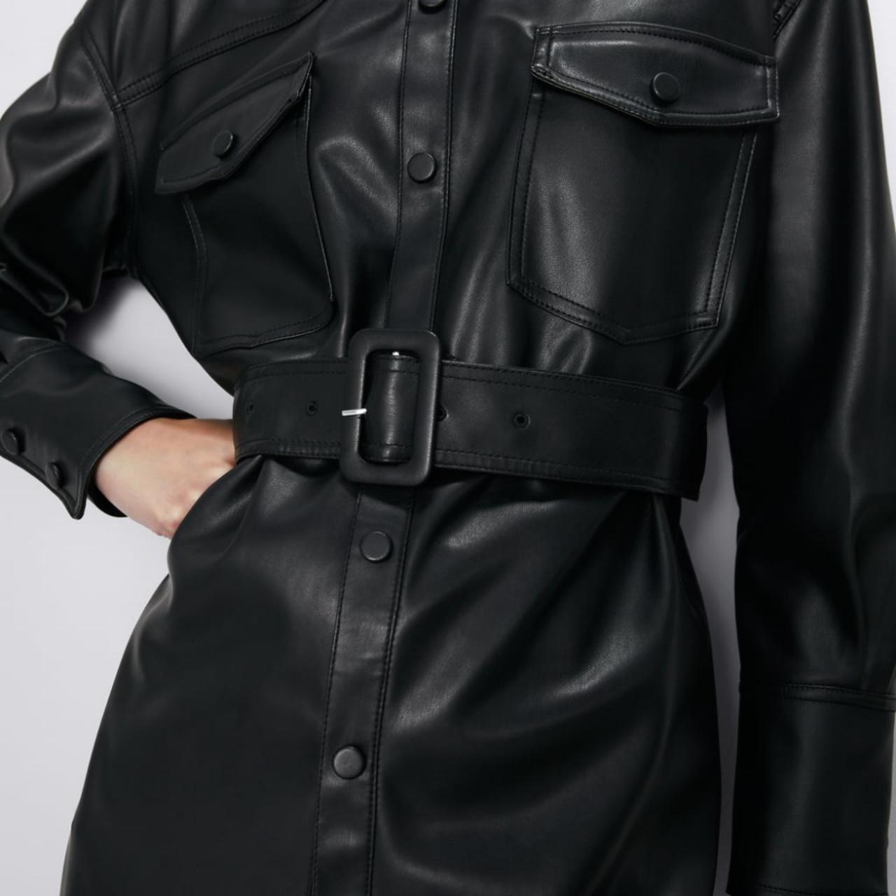 zara leather shirt with belt