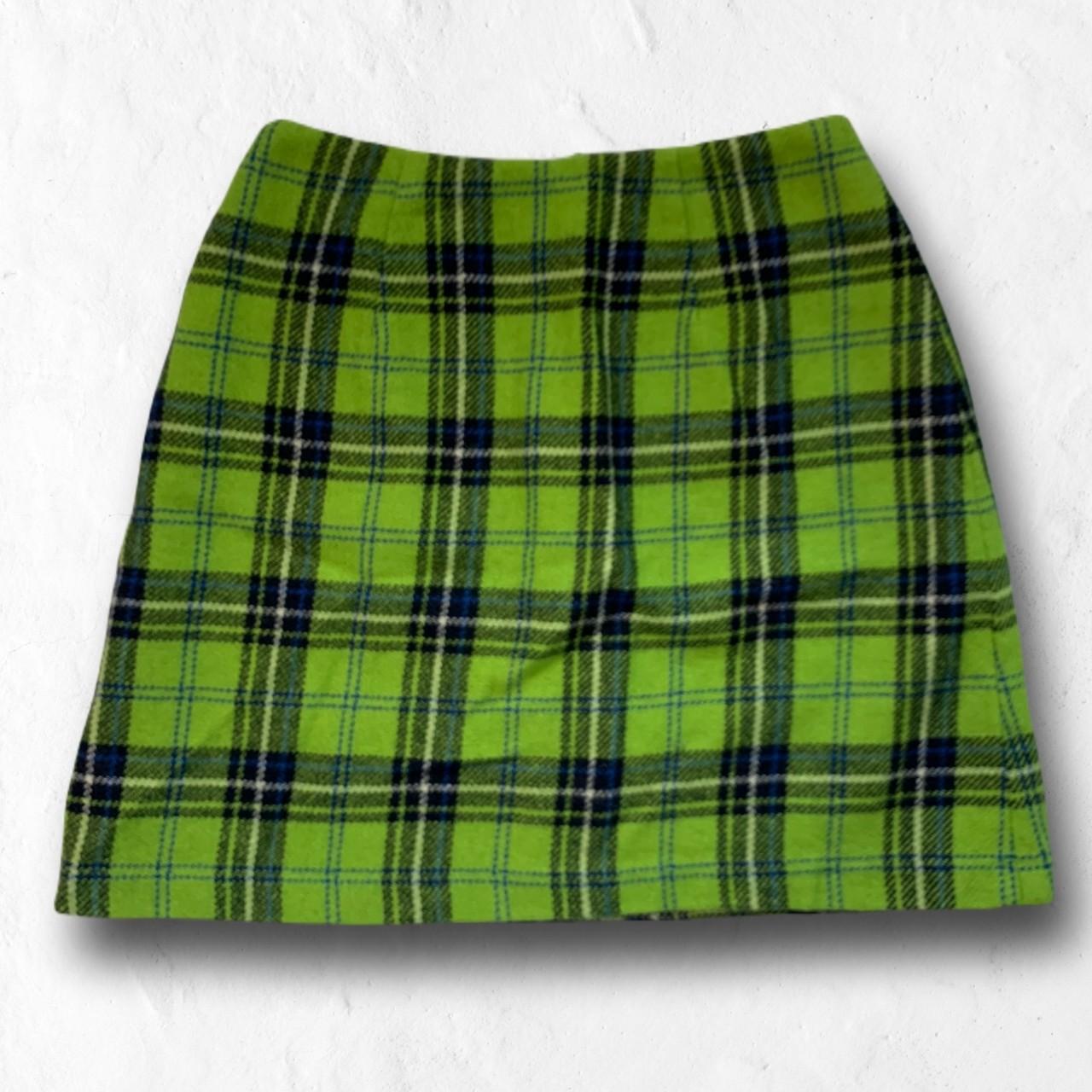 Green plaid shop skirt 90s