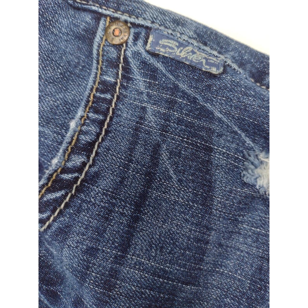 Silver Dark Wash Blue Denim Skinny Boot Cut Jeans... - Depop