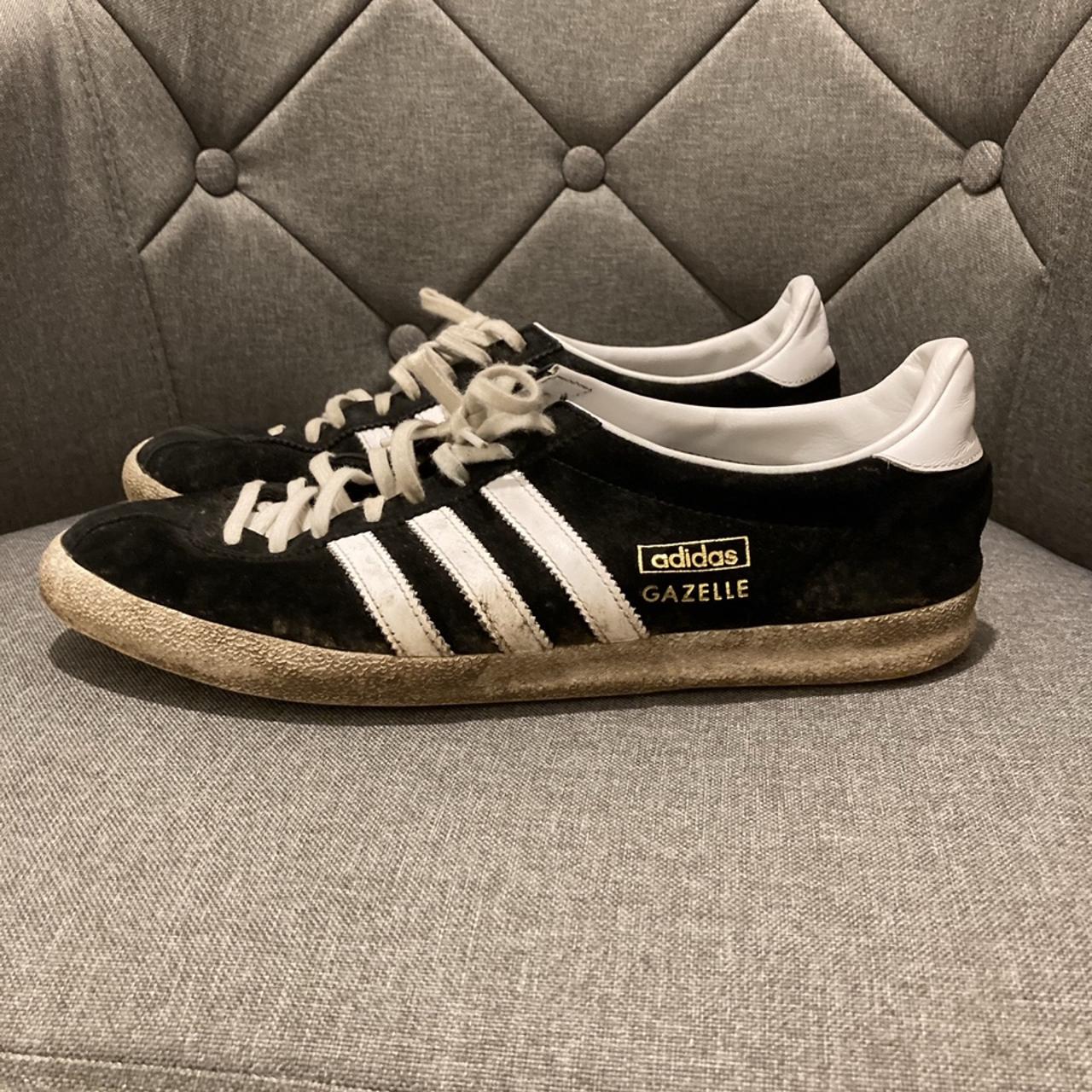 Adidas black & white striped gazelle Size 10... - Depop