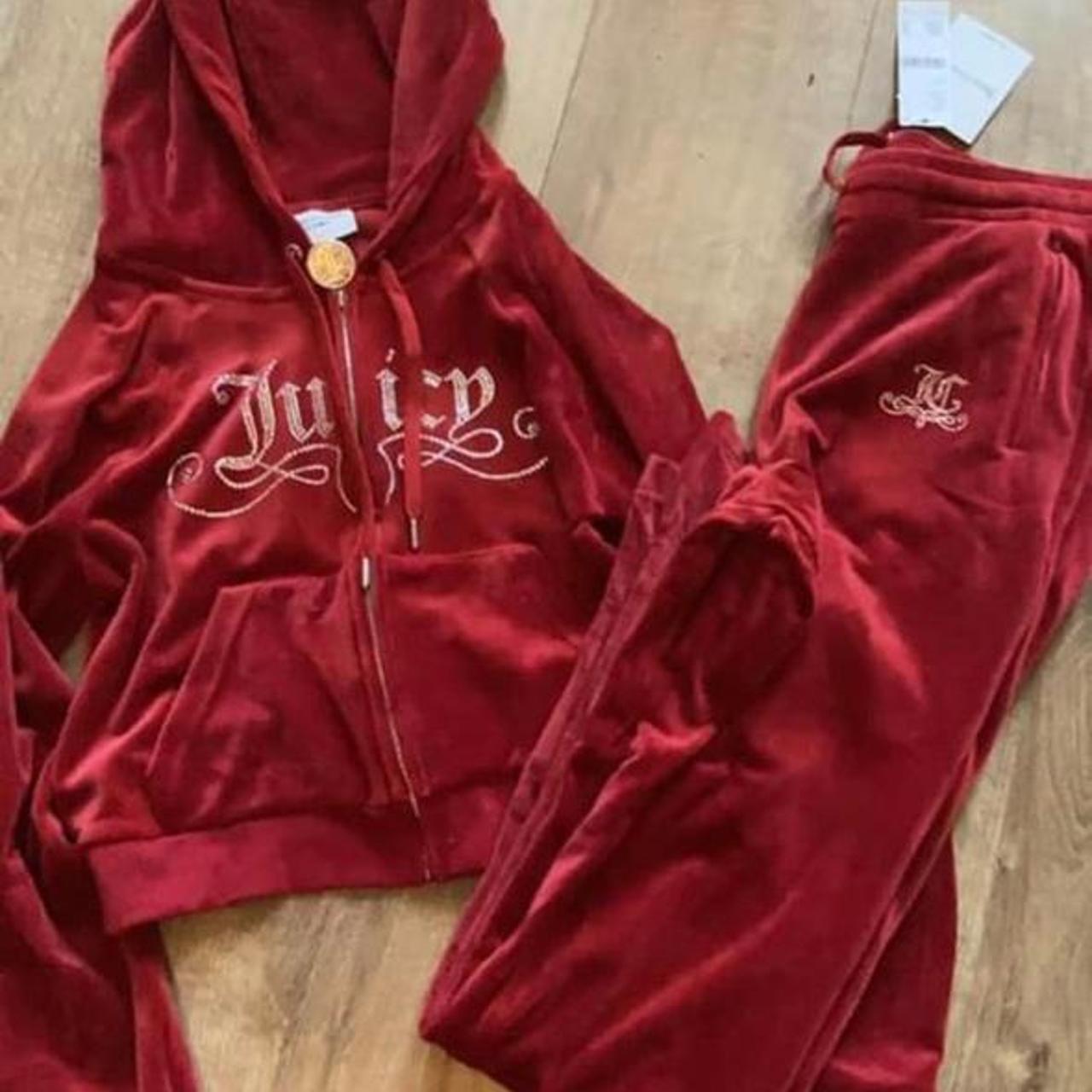 Juicy Couture Womens Red And Burgundy Joggers Tracksuits Depop