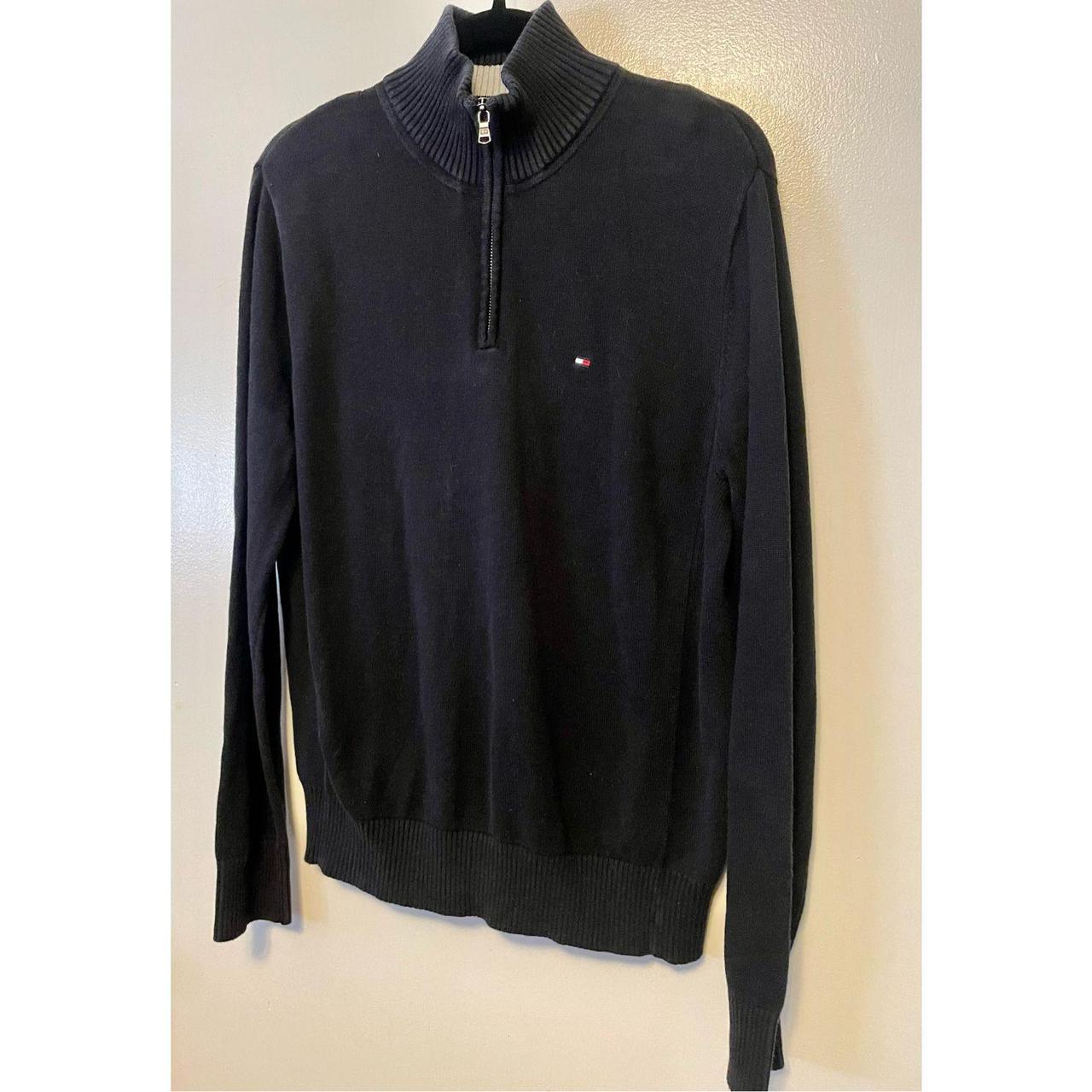 Black Tommy Hilfiger long sleeve pullover 100%... - Depop