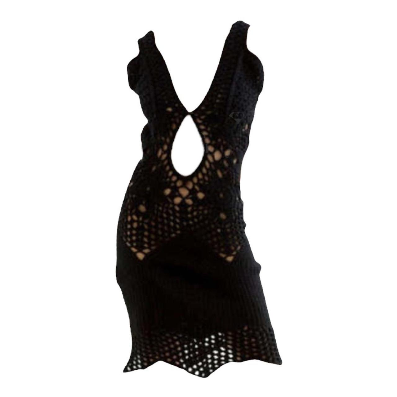 Tach Fauna Crochet Dress in Black Hand knitted in... Depop