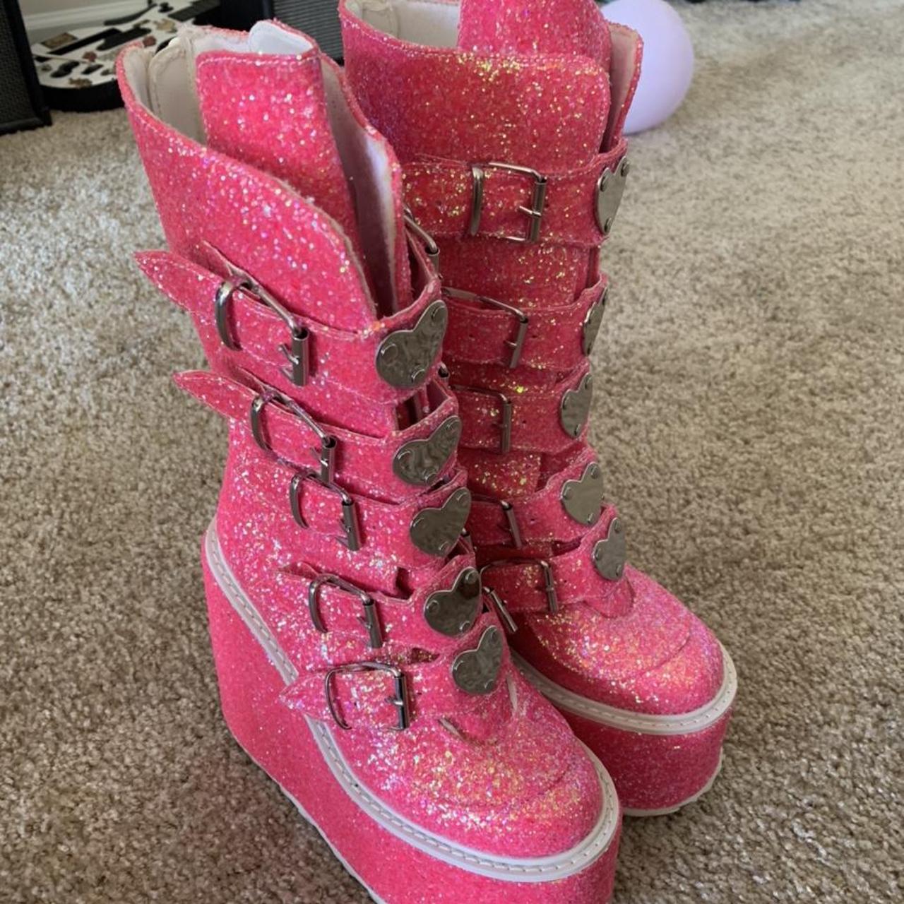 pink demonia trinity boots